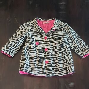 Stylish Zebra Print Kids Jacket with Pink Accents